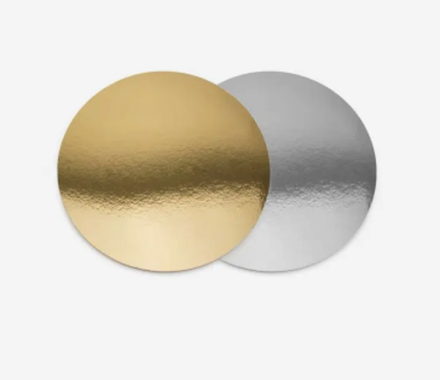 Подложка под торт золото/серебро, 24 см, 0,8 мм