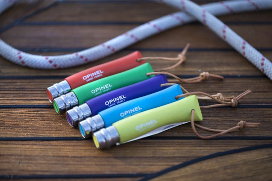 Складной нож Opinel №7 Trekking нержавеющая сталь, голубой c клинком из стали Sandvik™ 12С27, рукоять дерево (Граб)