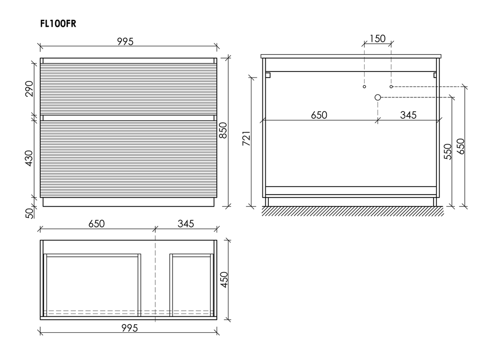 Тумба напольная SANCOS Folk Floor правая 995х445х850, c двумя ящиками оснащенными доводчиками, Bianco, арт.FL100FRW