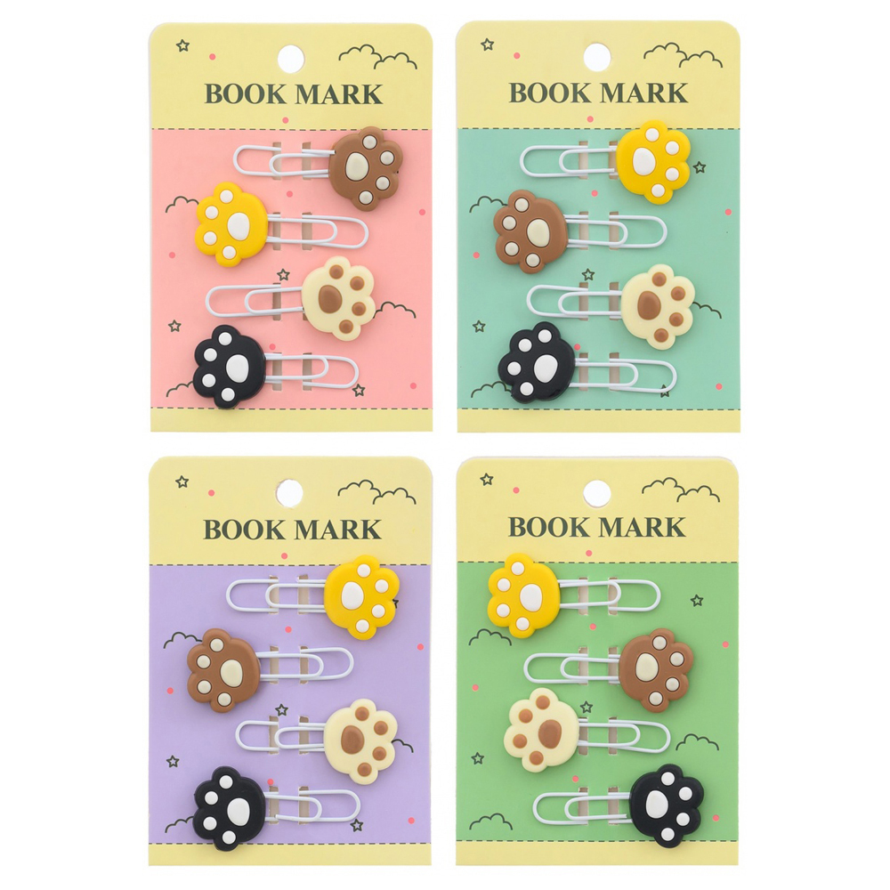 Закладки-скрепки Basir, серия "Лапки", 4 цвета ассорти