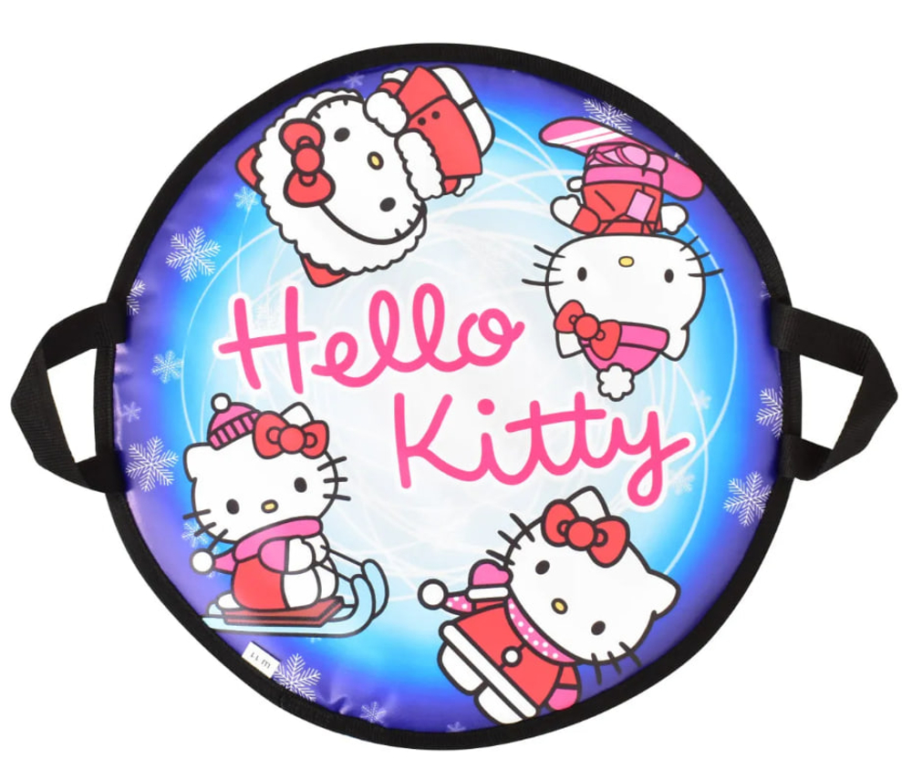 Санки - ледянки детские зимние "КРУГЛЯШКА" HELLO KITTY, D-50 см (верх-БАННЕР, низ-ТЕНТ, наполнитель изолайн) круглые