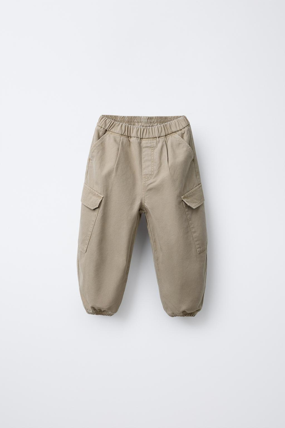 ZARA БРЮКИ-ДЖОГГЕРЫ BALLOON ИЗ ТВИЛА, ПЕСОЧНЫЙ