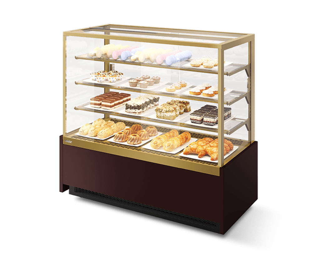 Витрина Кондитерская Vete kub 130, Шоколад/Золотой глянец T1036.V1036.BN23219