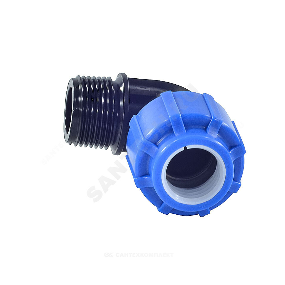 Отвод компрессионный ПЭ Дн 20х1/2"х90гр НР Ру16 ТПК-АКВА 50012012