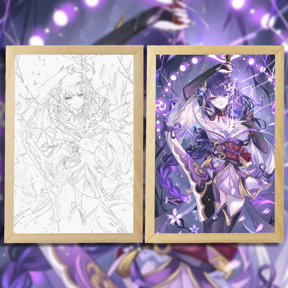 Светильник в рамке "Genshin Impact / Геншин" 22,5х17,5 см