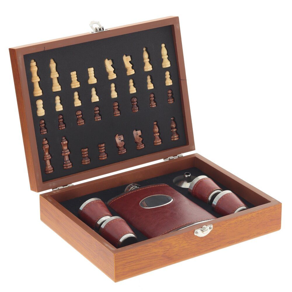 GAEM Набор подарочный (шахматы, фляжка, 250 мл, L24 W18,5 H6 см