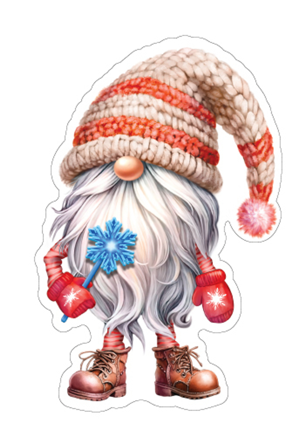 Вырубная фигурка 8*12см "Гномик со снежинкой в руке"