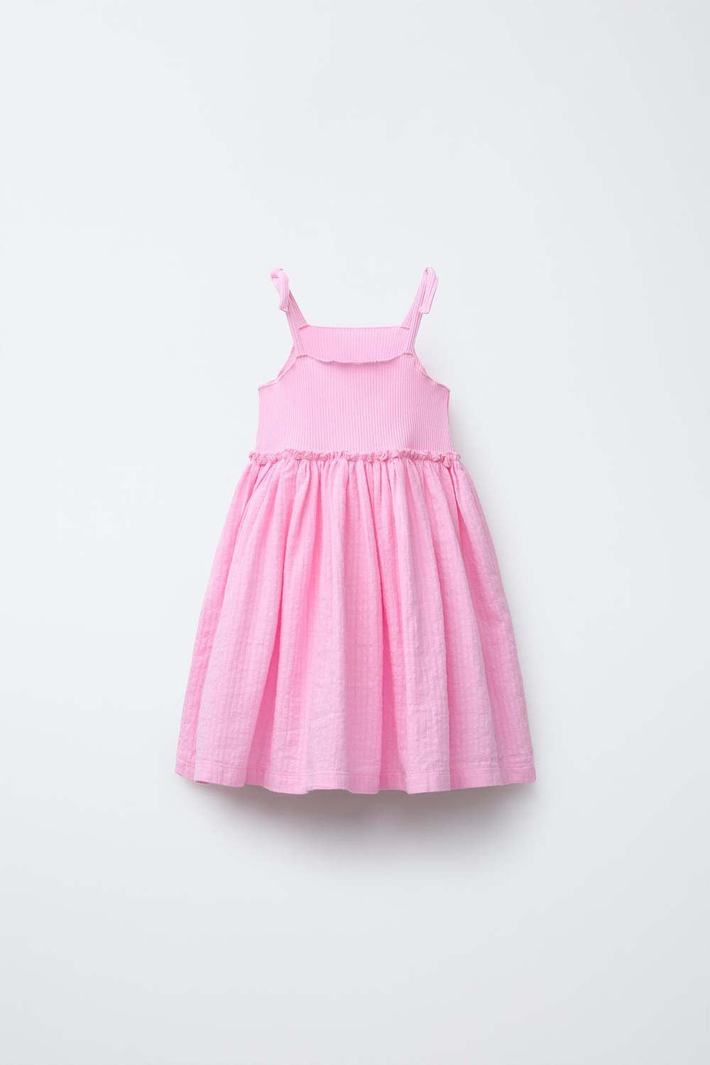 ZARA КОМБИНИРОВАННОЕ ПЛАТЬЕ В РУБЧИК С РЕЛЬЕФНЫМ УЗОРОМ, РОЗОВЫЙ