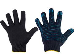 Перчатки хб, 7.5 класс 5-ти нитка, ПВХ покрытие - точка