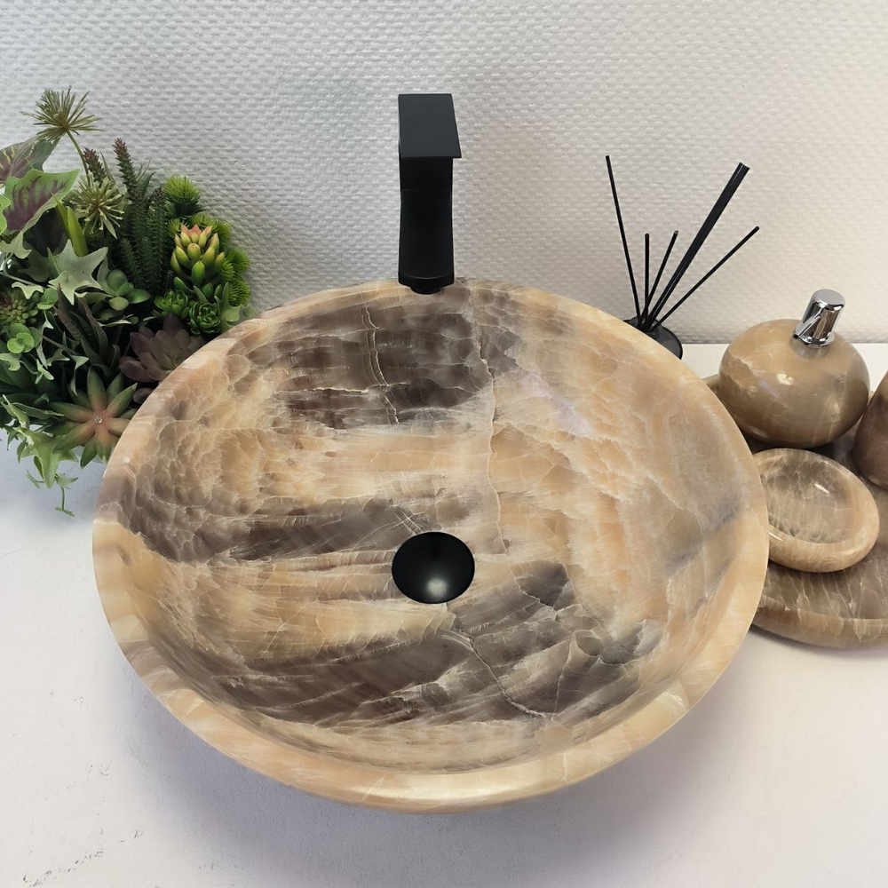 Раковина из оникса Bowl Grey TinLip BO-62942 45*45*15 43