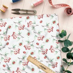 Ткань интерлок рябина на ветках