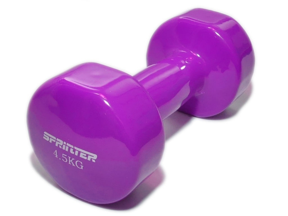 Гантель виниловая SPRINTER. Вес 4,5 кг.  (Фиолетовый)