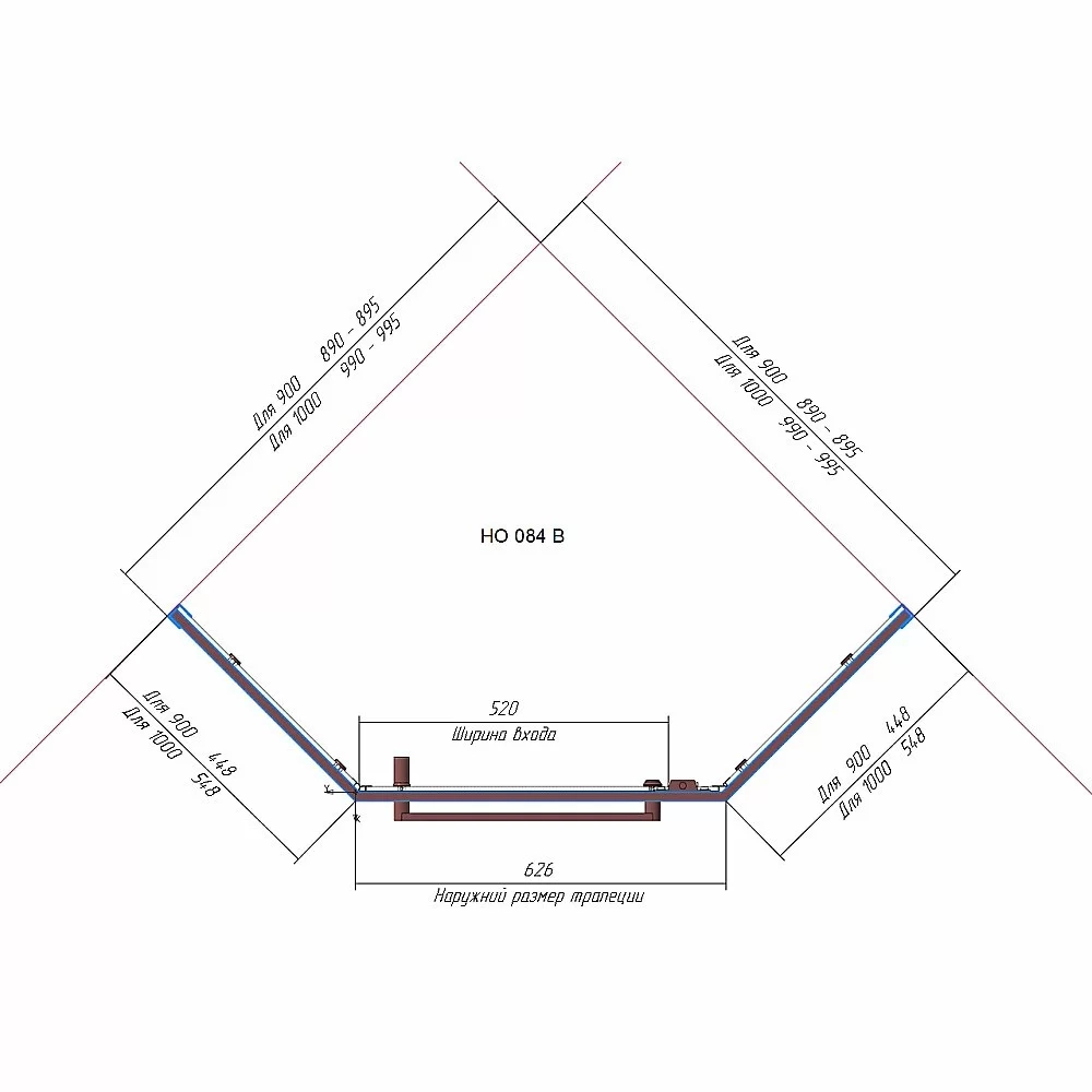 Душевой уголок RGW HO-084Gb 90x90 стекло матовое/профиль золото