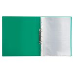 Папка для портфолио и презентаций, 2 кольца, 20 файлов, пластик, зеленая, BRAUBERG, 126677