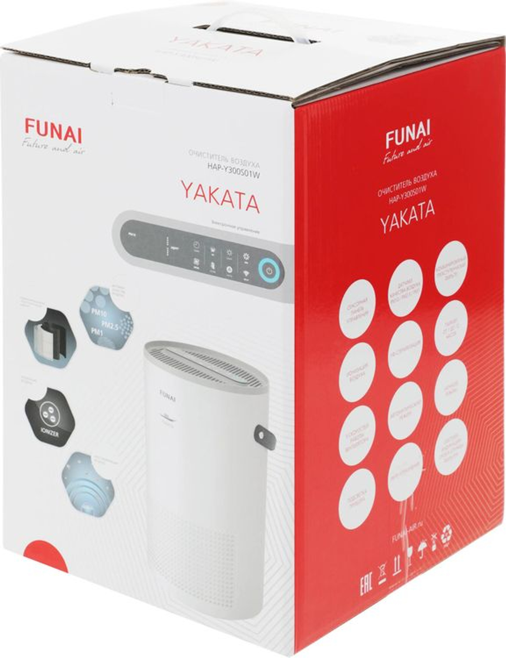 Воздухоочиститель Funai Yakata Hap-Y300S01W,  до 40м2,  с ионизацией, белый/серый