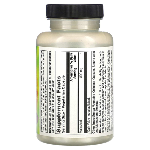 Nature's Life, Яблочная кислота, 800 мг, 100 вегетарианских капсул