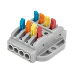 Клемма СМК 222-424P проходная 4 полюса, с монтажной площадкой (0,08-4 мм²), серая (блистер 5 шт./уп.