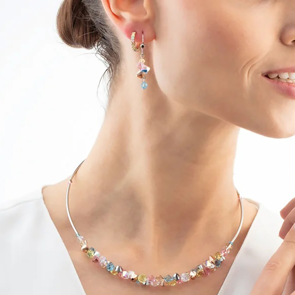 Серьги Coeur de Lion Hoop Multicolour Pastel Gold 15мм 0146/23-1590
