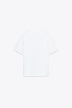 ZARA ФУТБОЛКА С НАДПИСЬЮ, БЕЛЫЙ