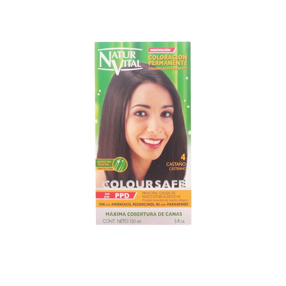 Natur Vital ColourSafe Permanent Hair Color No. 4 Сhestnut Перманентная краска для волос без аммиака, оттенок каштановый 50 мл