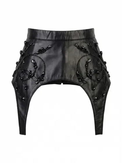 Баска кожаная GLITTER, черный