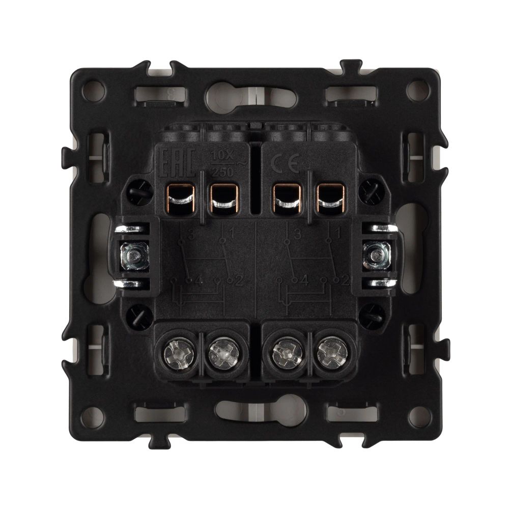 Механизм выключателя двухклавишный перекрёстный SWT-NOBE-MKX2-SFPL-IS (230V, 10A) (Arlight, Никель) 061794
