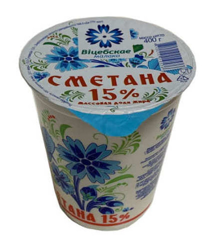 Сметана 15% 380г. Витебское молоко