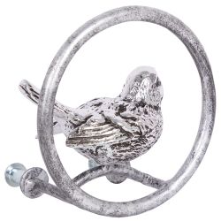 Ручка скоба мебельная Птичка Терра круглая правая Античное серебро
