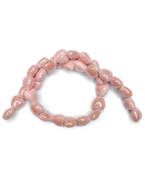 Керамические бусины Сердце, 10/13/15 мм, на нитке 32 см