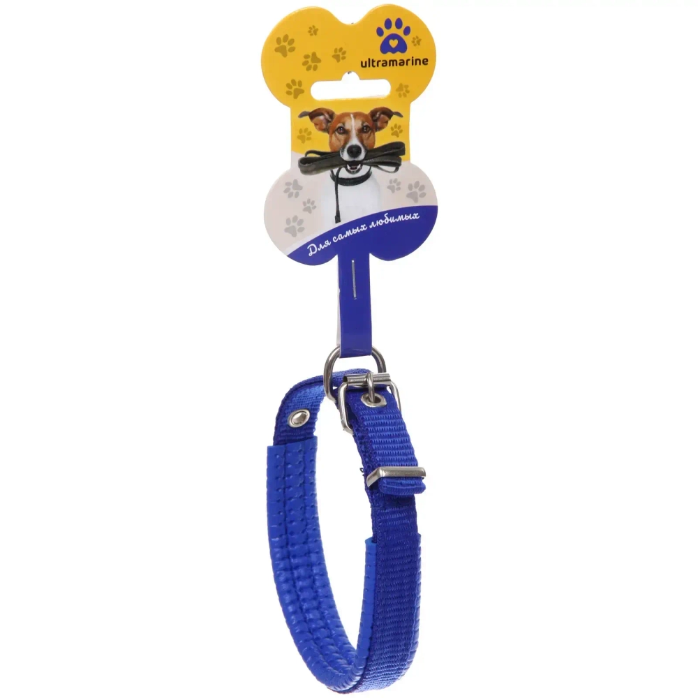 Ошейник для собак однотонный «ЗООЛЕНД БРО», цвет синий, 1,5*43см (бирка)