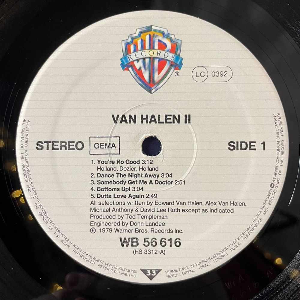 Винтажная виниловая пластинка LP Van Halen II (Germany 1981) Somebody Get Me A Doctor