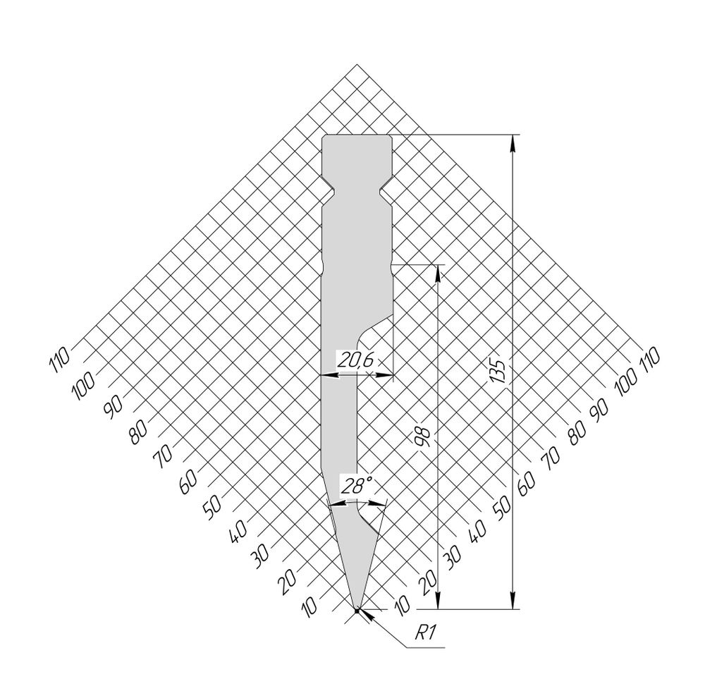 Пуансон WP 1325 28° H135 R1