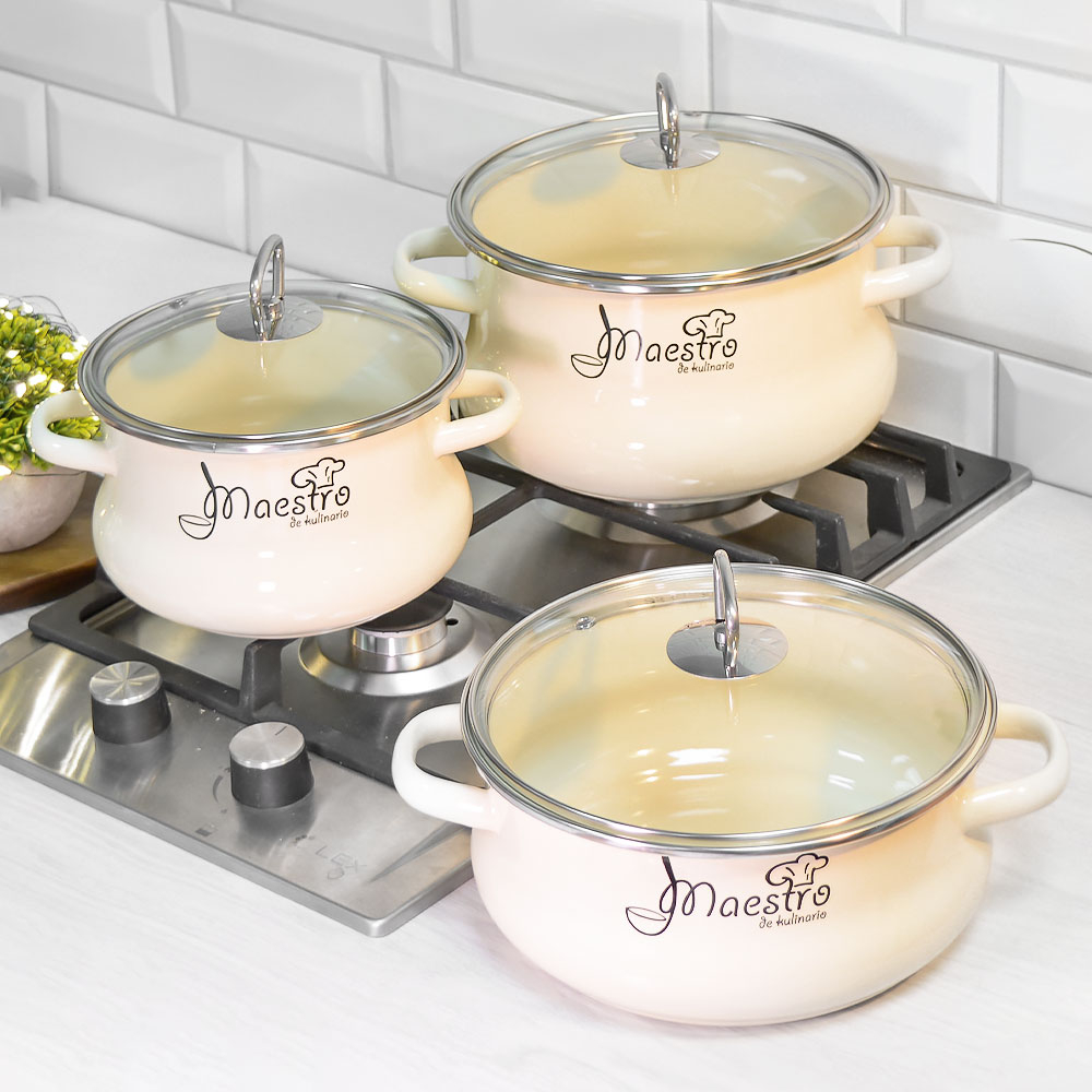 Набор кастрюль "Маэстро" №13 слоновая кость