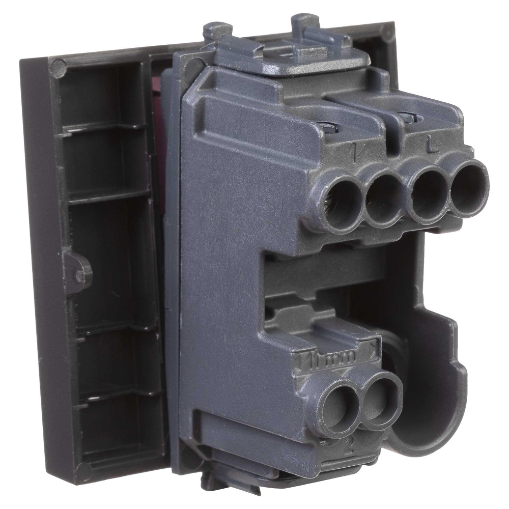 Выключатель одноклавишный модульный, "Avanti", "Черный матовый", 2 модуля