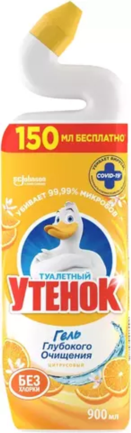 Туалетный Утенок Чистящее средство для унитаза Цитрусовый, гель, 900 мл