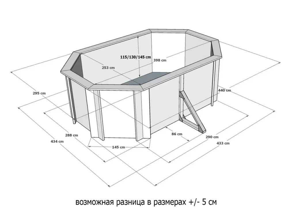 Морозоустойчивый сборный бассейн 400 х 250 см "Иркут" овальный