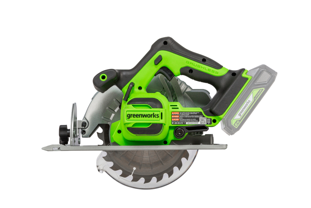 Пила циркулярная аккумуляторная 24V Greenworks G24CS б/щ 185мм без АКБ и ЗУ