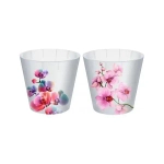 Горшок для орхидей 1,6л с дренажной вставкой с декором (белый перламутр) (комплект 16 шт)