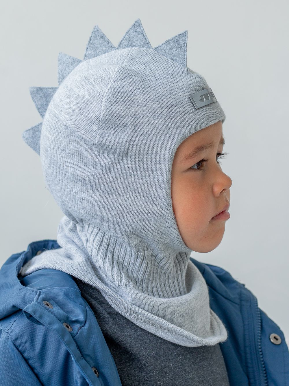 Шлем весенний/осенний вязаный (Жемчужно-серый) ОРЕО*