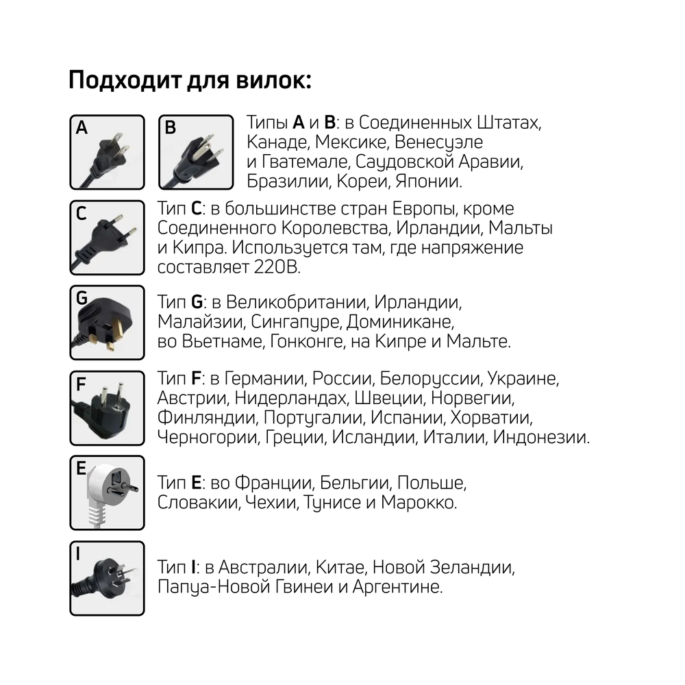 Адаптер переходник (UK, US, CN, FR), серый