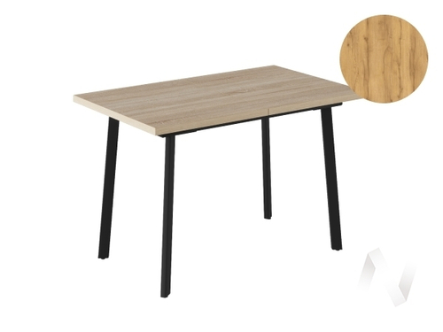 Стол раздвижной Берген (опоры черный/ЛДСП дуб крафт золотой; кромка дуб крафт золотой)