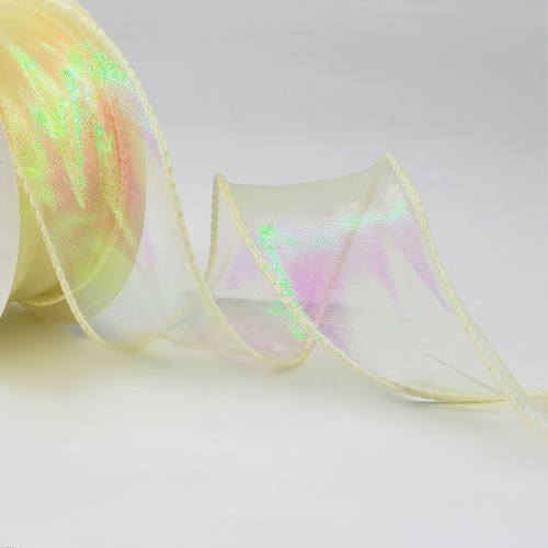 Лента 4см х10м Перламутровая ткань молочный 1 шт