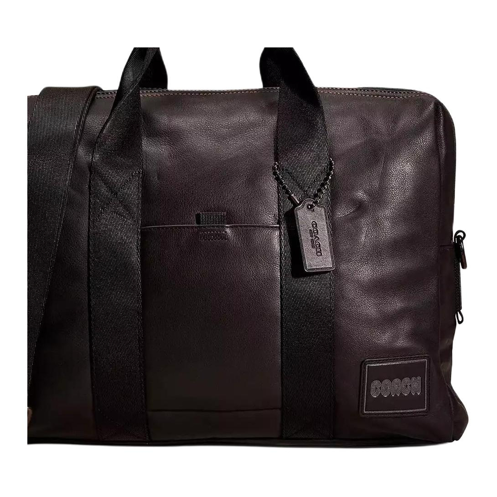 COACH Pacer Leather Laptop Bag Large Men"s Black & Copper