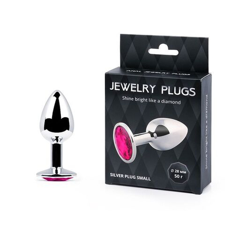 SILVER PLUG SMALL (втулка анальная) цвет кристалла рубиновый L 72 мм, D 28 мм, вес 50г,