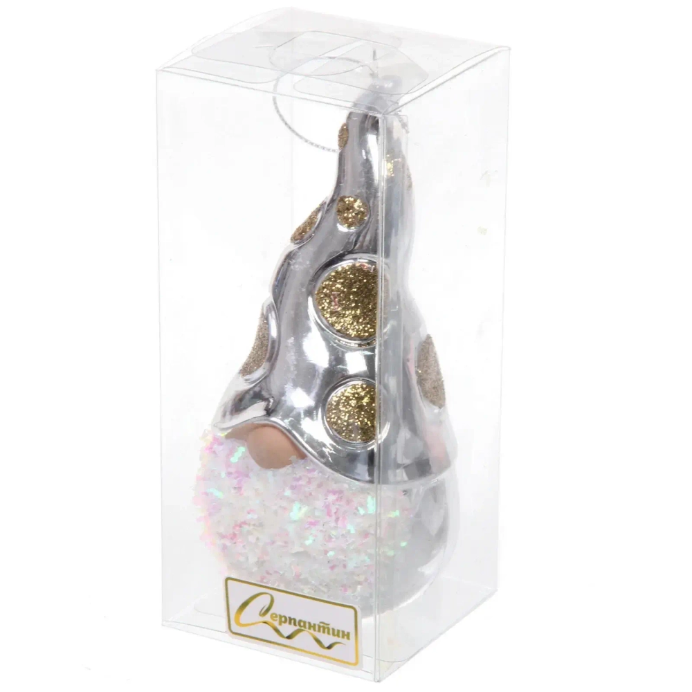 Елочная игрушка «Новогодний лесовичок» 5,5*6*12,5 см, серебро