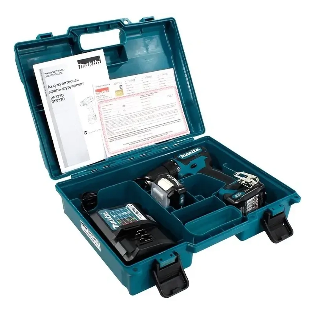 Makita DF332DWAE аккумуляторная дрель-шуруповерт (2 x 2 Ач, ЗУ)