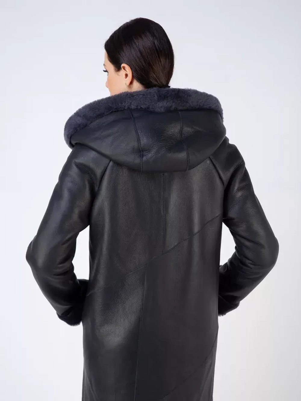 Дубленка зима натуральная удлиненная с капюшоном