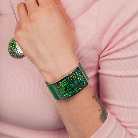 Браслет Fiore Luna на кожаном зеленом ремешке CB01319-6 G/S