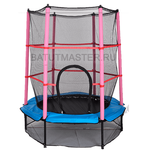 Батут с сеткой, диаметр 4,6 фт, розово - синий