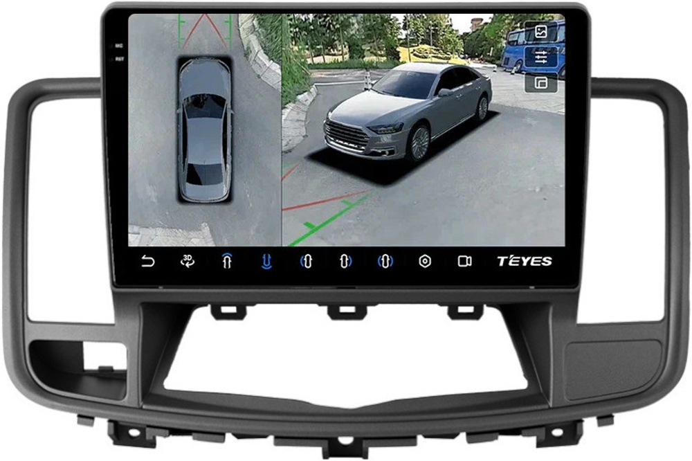 Магнитола для Nissan Teana J32 2008-2013 (ШГУ цветной) - Teyes CC3-2K-360 монитор 10.36" 2K QLED на Android 10, 6+128Гб, CarPlay, 4G SIM-слот, 4 камеры в комплекте